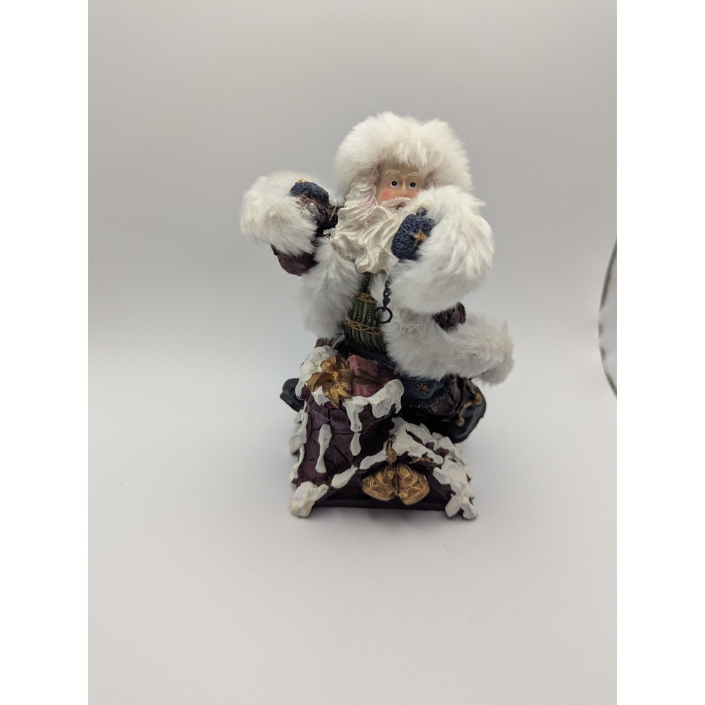 Santa Claus Figurine‎ Faux Fur Snow Chimney Christmas Holiday Decor 7"